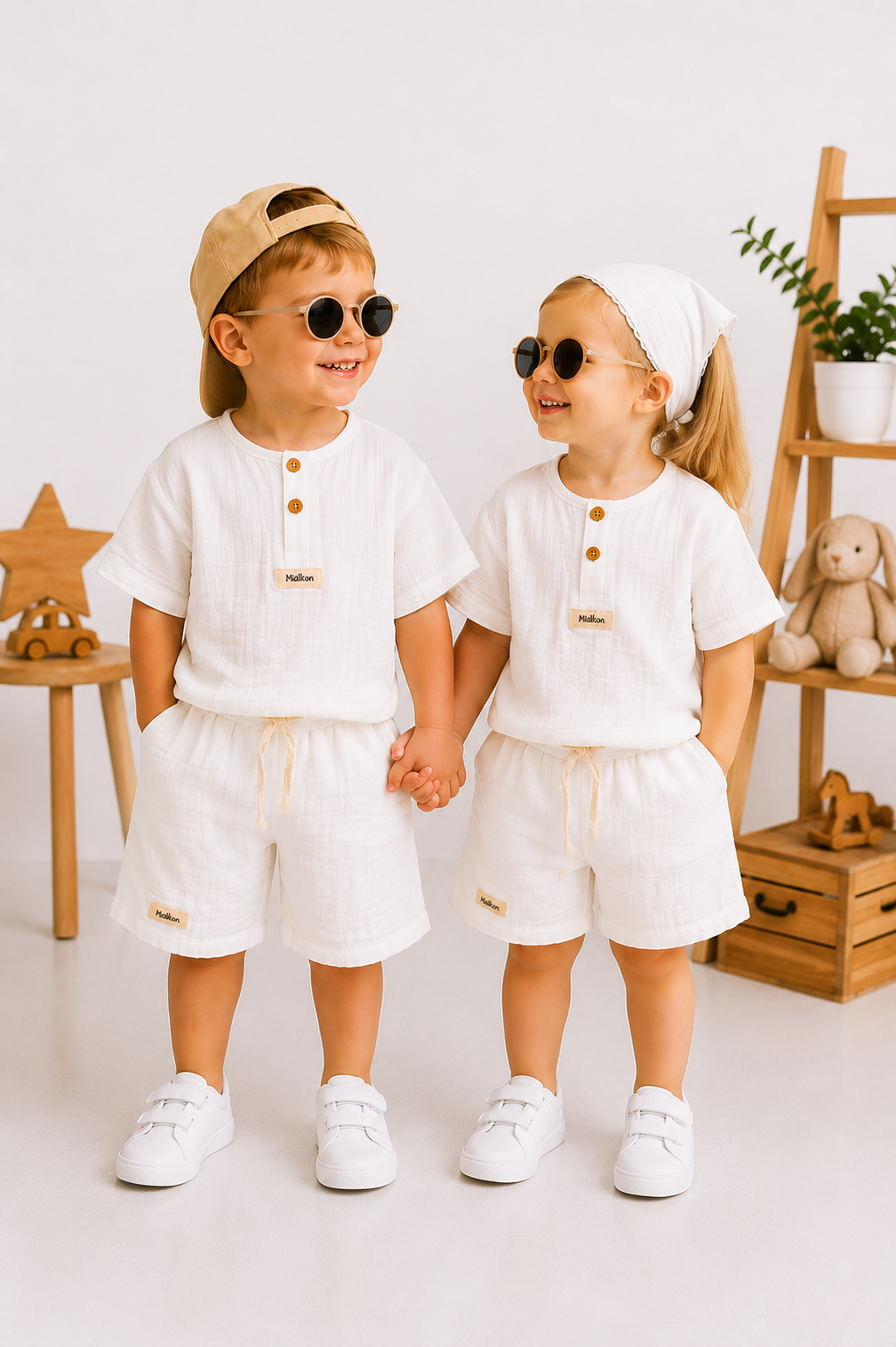 Milo Müslin Pamuk Unisex Çocuk Şortlu Takım