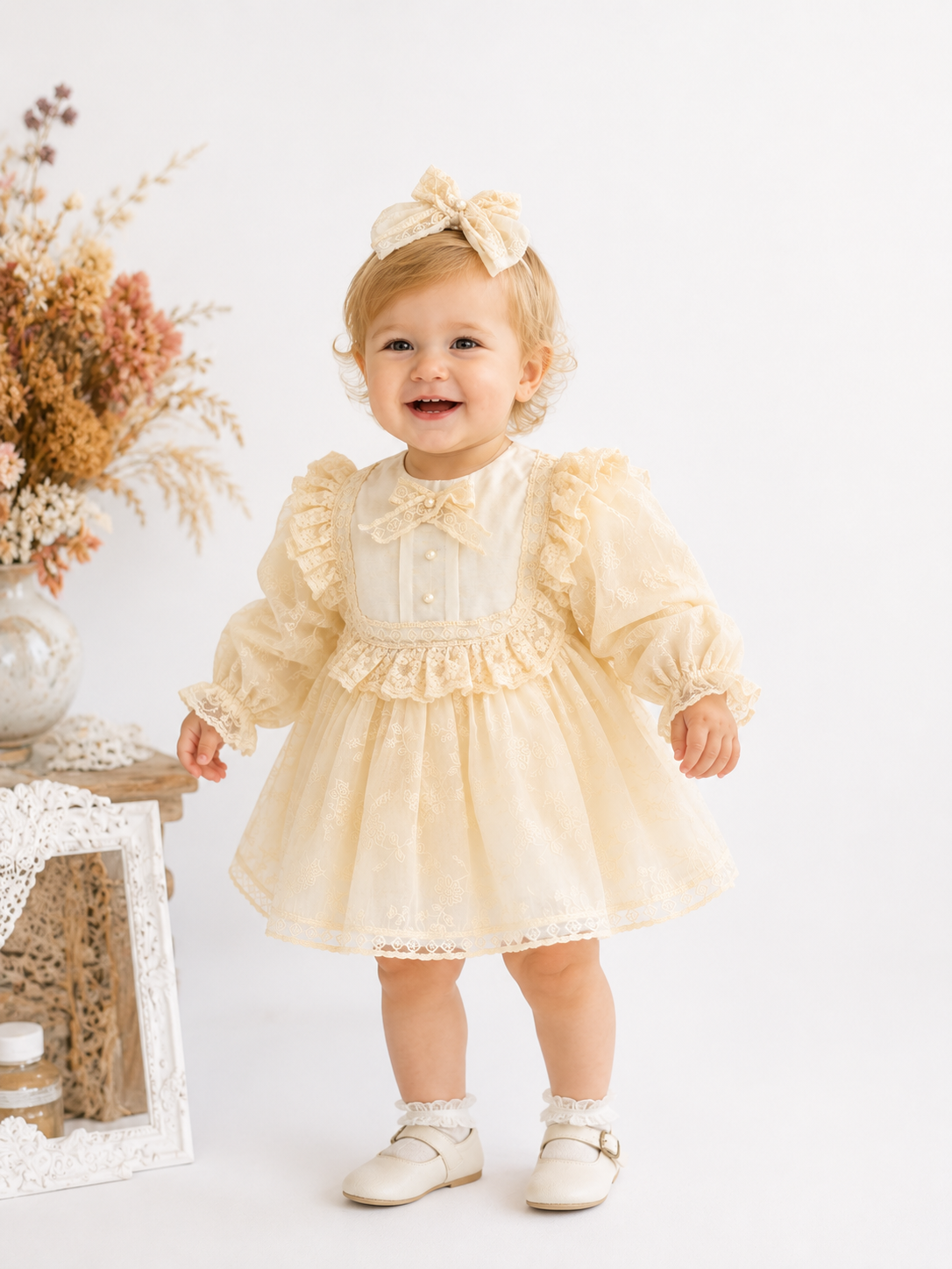 Élisette Vintage Nakışlı Kız Bebek Elbise