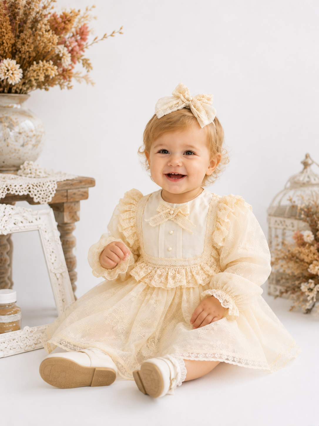 Élisette Vintage Nakışlı Kız Bebek Elbise