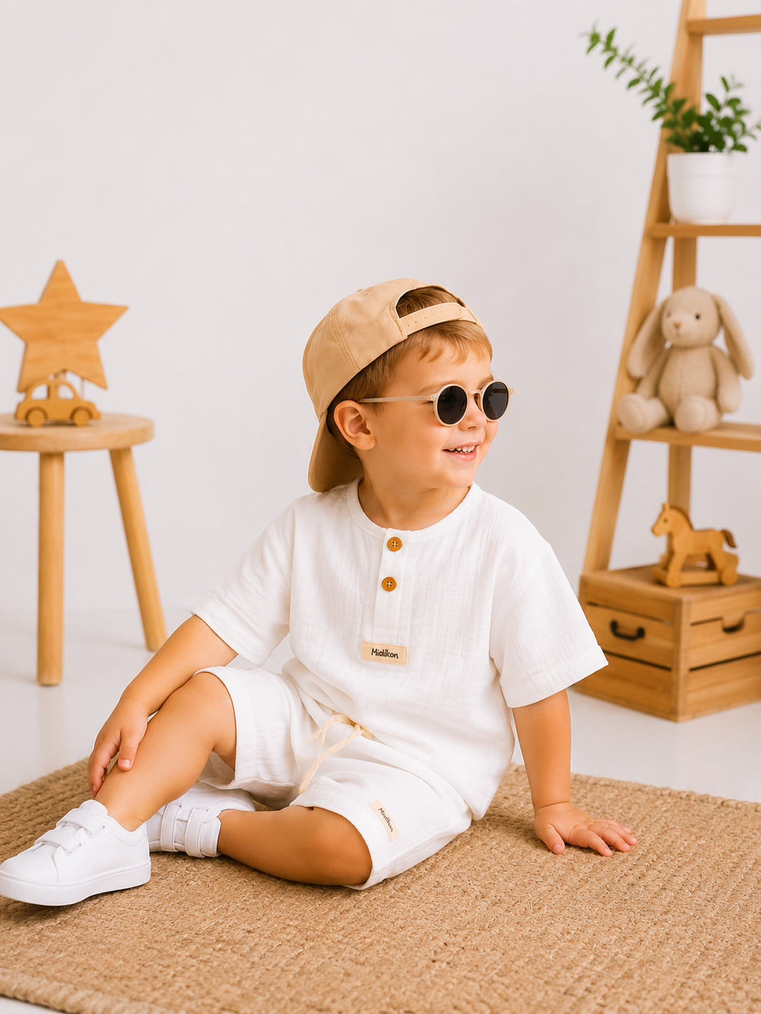 Milo Müslin Pamuk Unisex Çocuk Şortlu Takım