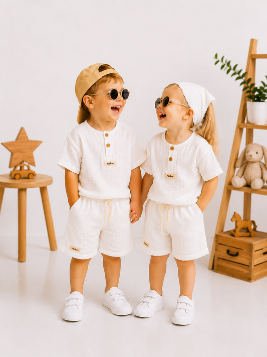 Milo Müslin Pamuk Unisex Çocuk Şortlu Takım