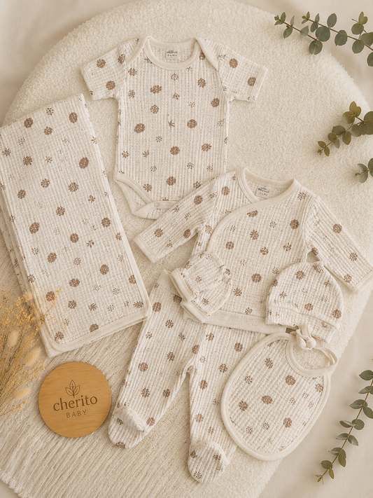 Noa Waffle 7'li Unisex Yenidoğan Hastane Çıkışı Seti
