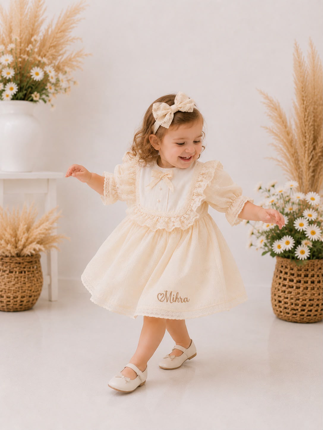 Élisette Vintage Nakışlı Kız Bebek Elbise