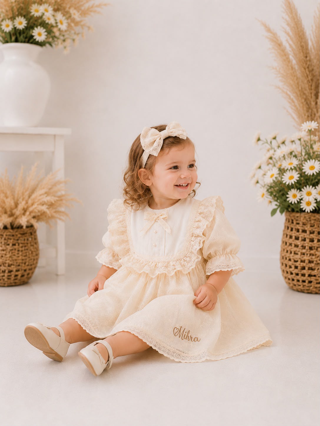 Élisette Vintage Nakışlı Kız Bebek Elbise