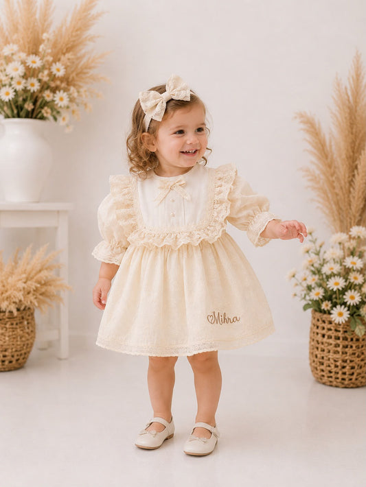 Élisette Vintage Nakışlı Kız Bebek Elbise